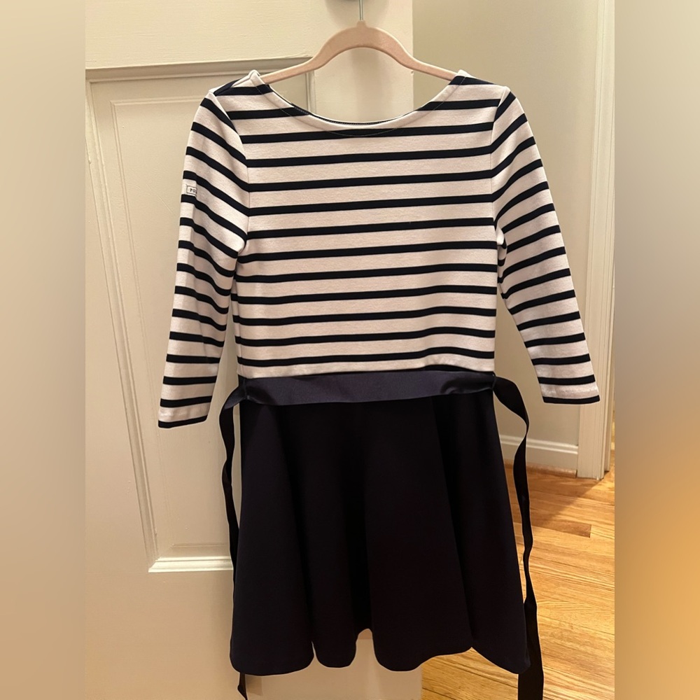 Polo by Ralph Lauren Navy and White Striped Fit-and-Flare Dress